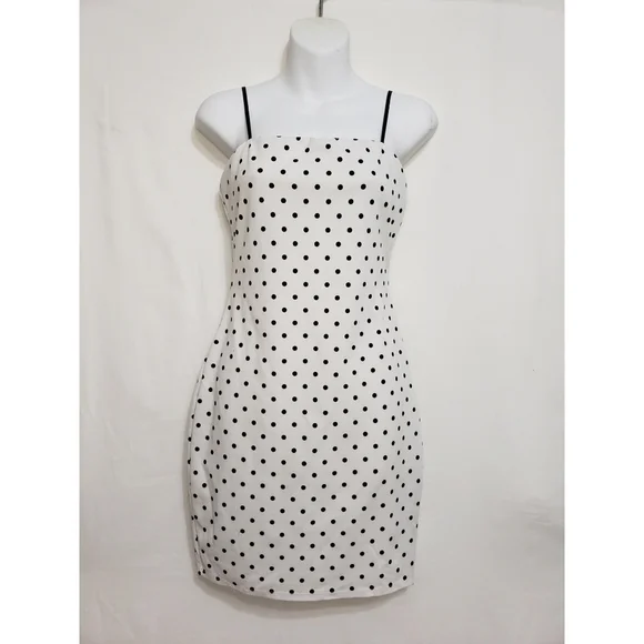 Charlotte Russe Dresses | Charlotte Russe Polka Dot Pin Up Spaghetti Strap Above Knee Bodycon Dress Medium | Color: Black/White | Size: S | Pm-